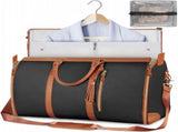 Brown 56-75L Large Capacity Foldable Garment Duffel Bag with Shoe Pouch - PU Leather Convertible V888-ELOSUNG42316