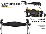 EQUIPMED 2-in-1 Foldable Aluminium Walking Frame Rollator and Transit Wheelchair with Bag, Titanium V219-EQHCRL21A