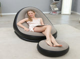 Purple Inflatable Flocked Lounge Chair & Ottoman Set with Foot Pump - Portable Ergonomic S-shaped V888-ELOSUNG49505