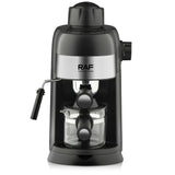 Compact 800W Espresso Coffee Maker with Steam Milk Frother, 240ml Glass Carafe, 4-Cup Capacity, V1341-ZY-FKXSZWL7-BLACK