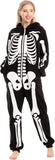 Unisex Skeleton Onesie Pajamas Plush Skeleton Jumpsuit Zipper Halloween Hoodie Pajamas for Adults V1188-SUU68-01310-2