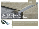 10 x Tile Trim Heavy Duty L Shaped Edge Aluminium 10mm V63-844571