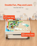 VEVOR Train Table 100 PCS Wooden Kids Activity Table with Rolling Storage Drawer V952-CGKHCZ312513ALK2I001V0