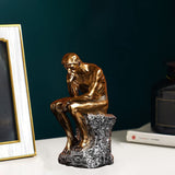 Resin Thinker Statue Thinker Figurine Thinking Man Sculptures for Home Office Desktop Crafts Gifts V1192-AZ-W-15255