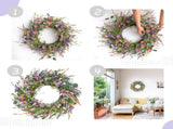 24 Inch Spring and Everyday Greenery Wild Wreath for Front Door, Mixed Green Leaves and V1258-DP02-C-2650