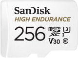SANDISK HIGH ENDURANCE MICROSDHC CARD SQQNR 256G UHS-I C10 U3 V30 100MB/S R 40MB/S W SD ADAPTOR V28-FFCSAN256GSQQNR