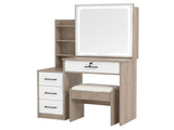 Levede Dressing Table Vanity Stool Set Sliding LED Mirror Makeup Storage Shelves Natural VM1035-NT-AU