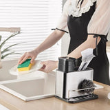 Soap Dispenser, Stainless Steel 3-in-1 Sponge Holder, Refillable Dish Soap Dispenser for V1366-AZ2-W-12562