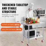 VEVOR Stainless Steel Work Table 36x24 Inch with 4 Wheels Commercial Food Prep Worktable with V952-SYGZT36X24INDJL01V0