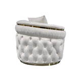 1 Seater Sofa Beige Velvet Fabric Solid Wood construction Gold Stainless Steel Trim V43-SOF-DUK1SBG