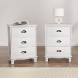 Artiss 2x Bedside Table 3 Drawers Vintage - THYME White ST-CAB-B-3D-WHX2