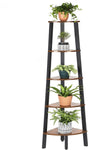 Rustic Brown Metal Frame 5 Tier Corner Shelf V178-11048