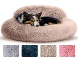 Cozy Plush Donut Pet Bed with Raised Rim, Washable Faux Fur Cat & Dog Couch, Winter Warm Supportive V1341-ZY-NZG53MTB-M-NAVY