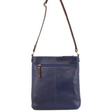 Milleni Womens Italian Leather Bag Soft Nappa Leather Cross-Body Travel - Indigo/Chestnut V563-NL2439-INDIGO_CHESTNUT
