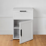 PORTO BEDSIDE TABLE - WHITE - HAMPTONS - OVAL BLACK V164-ECS13WHB05B