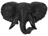 Lifelike Elephant Head Wall Hanging Craft Black Resin African Style Sculpture V1369-AZ3-W-18904