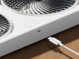Tabletop Dual Fan USB Rechargeable Silent Air Circulation Fan with Brushless Motor Multi Speed V1294-YM0901-3113250059311