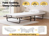 ARTISS Folding Bed with Mattress, Portable Rollaway 150kg Capacity 190CM FOLD-E-97-MAT-BKWH