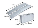 Kartrite 4ft Aluminium Foldable Wheelchair Ramp Non-Slip R02 Silver RAM-WCR-R02-4FT