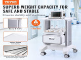 VEVOR 2 Tiers Lab Carts Mobile Medical Cart with 1 Drawer & 1 Top Tray White V952-SYSTCECKFBS42J1Z1V0