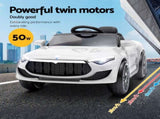 Rigo Kids Electric Ride On Car Cars Music Headlight Remote Control 12V White RCAR-MASRT-S-WH