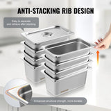 8 Pack Hotel Pans, 1/3 Size Anti-Jam Steam Pan with Lid, 0.8mm Thick Stainless Steel Steam Table V952-13FCCPBXG8JTBFFA9V0
