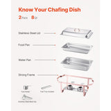 Chafing Dish Buffet Set, 8 Qt 2 Pack, Stainless Steel Chafer with 2 Full Size Pans, Rectangle V952-ZFXBXGSTGK2JJ8OR8V0