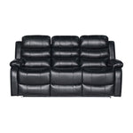 Chelsea 3R Seater Finest Leatherette Recliner Feature Console LED Light Ultra Cushioned V43-REC-CHLS3RBL