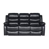 3-2-1 Seater Seater Finest Black Leatherette Recliner Feature Console LED Light Ultra Cushioned V43-SET-CHLS-3-2-1-BL