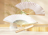 50pcs White Paper Hand Fan Bamboo Folding Fan Handheld Wedding Fans Folded Fan for Bridal Dancing V1259-DP01-A-3095