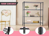 Modular Wire Storage 90x45cm Steel Shelving Black With Fixed Legs For Garage Warehouse Or Kitchen V63-841431