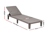 Gardeon Sun Lounge Adjustable Lounger Patio Outdoor Furniture Lightweight Brown FF-LOUNGE-PP-RAT-BR