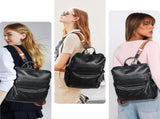 Black Fashionable Large-Capacity Women's Backpack - Waterproof, Durable, High-Quality PU Leather V1265-263-BLACK1