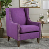 Cecilia Classic Studded Purple Wingback Club Armchair V1041-JSF-5061PURPLE
