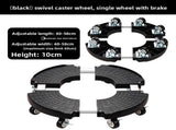 Black Round Adjustable Plant Pot Caddy Stand with Wheels Heavy Duty Rolling Gas Cylinder Tray Dolly V888-ELOSUNG41076