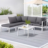 Gardeon 6PCS Outdoor Sofa Set Aluminium Table and Chairs Lounge Patio Furniture ALU-SOFA-AL-6PCS-WH-AB