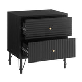 Lisa Wavy Fluted Bedside Table in Black V369-601075-BLACK