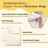 Wide Zipper Access Cotton & Beeswax Bread Bags, 17*13In Reusable Organic Cotton Food Storage Bags to V1366-AZ2-W-11490