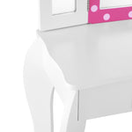 Keezi Kids Dressing Table Vanity Makeup Chair Set Wooden 3 Mirror Drawer Pink FURNI-C-3MIRROR-DOT-PK