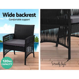 Gardeon 4PCS OutdoorSofa Set with Storage Cover Wicker Harp Chair Table Black ODF-RATTAN-HARP-BK-AB-COVER