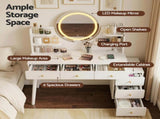 Artiss Dressing Table Vanity Desk LED Charging Station White FUR-V-DRESS07-WH-AB