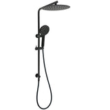 Matt Black Dual Shower 12" Large Shower Rain Head Handheld Silde Wall Rail Set V1233-C4902B22PHR002M4CBKSR112B