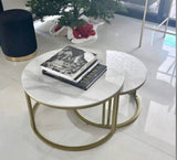Interior Ave - Premier Nested Coffee Table Set - White Marble Stone V355-IA-CT18-MG