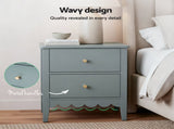 Artiss Bedside Table 2 Drawers Bedroom Storage Nightstand Green FURNI-G-BS-01-GN