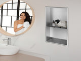 641 x 336 x 101mm Shower Niche Double Shelf Organizer No Tile Needed in Stainless Steel Finish V63-900741