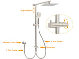 Brushed Nickel 8" Rain Head Shower Square 3 Modes Handheld Sliding Rail Arm Mixer Dual Set V1233-SC842BSHS002M4CNKSS108NKSQ201N