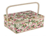 Fabric Floral Printed Sewing Basket Craft Box Household Sundry Storage Organizer with Handle V1294-YM0901-JY01858