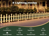 Jingle Jollys 3m Solar Christmas Fence Lights Outdoor Garden Path Decor Warm White 8pc XMAS-MOT-FENCE-GD