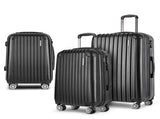 Wanderlite 3 Set Luggage 20-24-28 Inch with Zipper Lock Carry On Hard Shell Travel Suitcase Luggage LUG-ABS-ECO-3SET-BK
