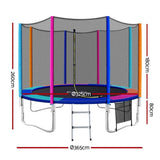 Everfit 12FT Trampoline for Kids w/ Ladder Enclosure Safety Net Pad Gift Round TRAMPO-B-12FT-MC-AB